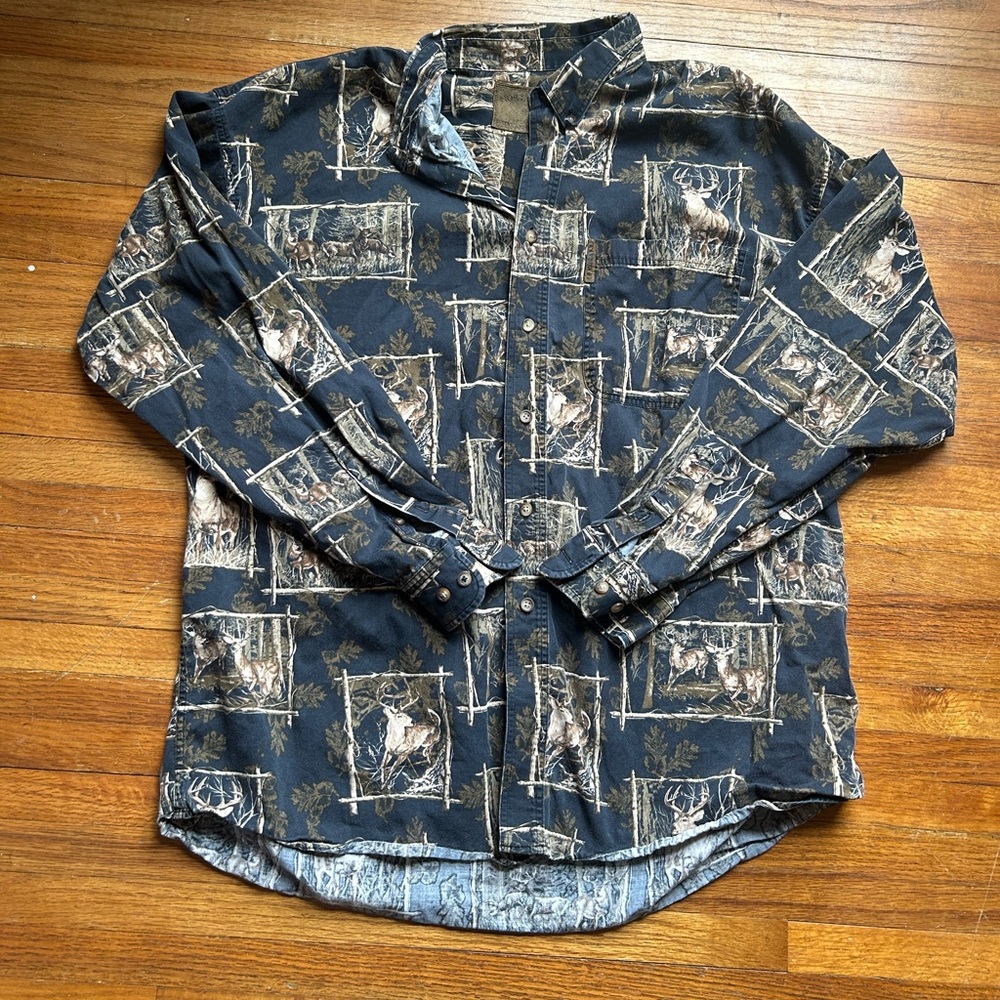 North River Outfitters Men's Long Sleeve Button Up Deer Print Shirt Size X-Large